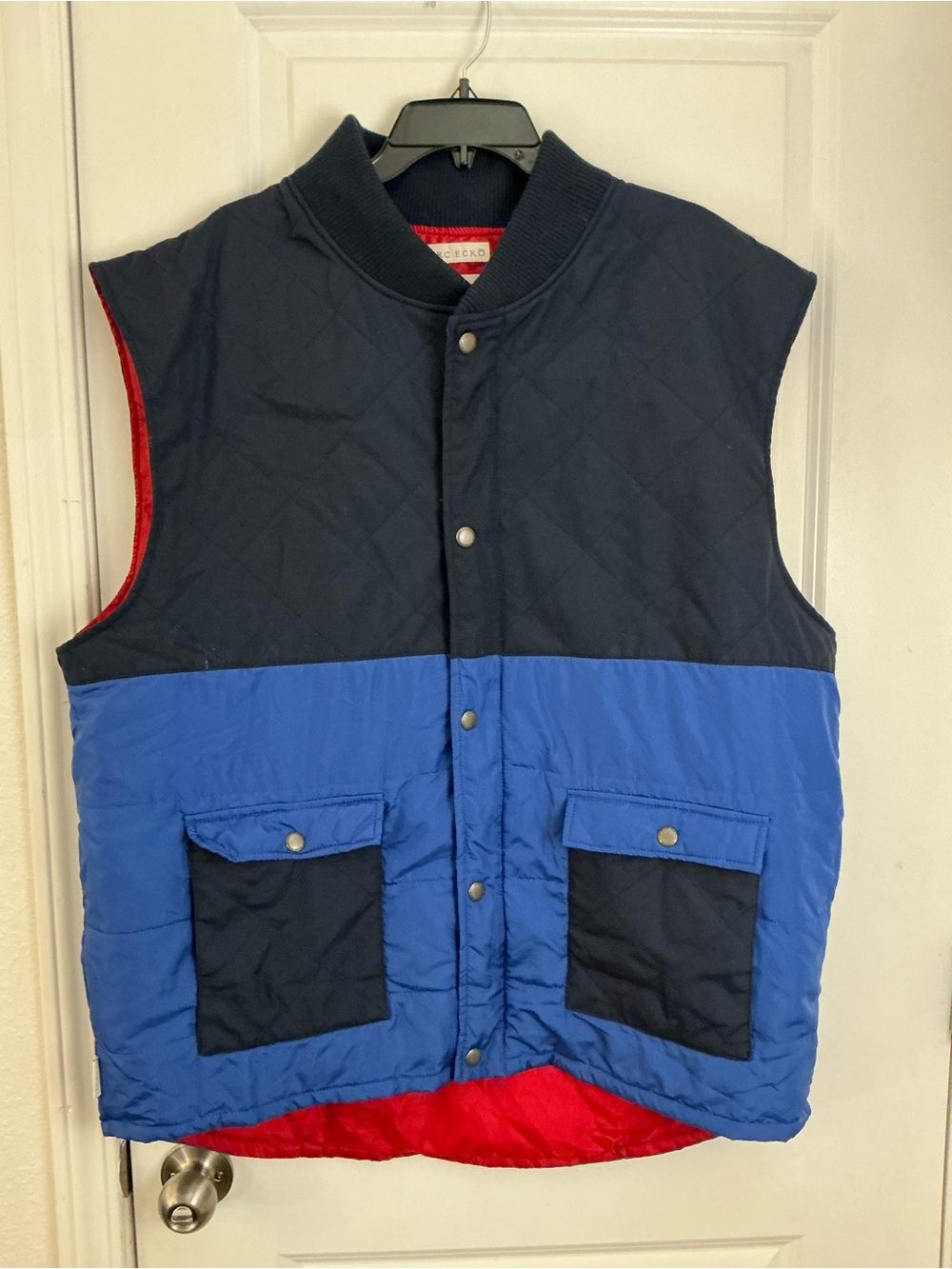 Marc Ecko Quilted Colorblock Puffer Vest in Navy, Royal Blue & Red 3XL